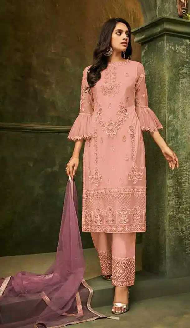 Majesty Pink Color Butterfly Net Designer Pakistani Style Salwar Suit -8340100987