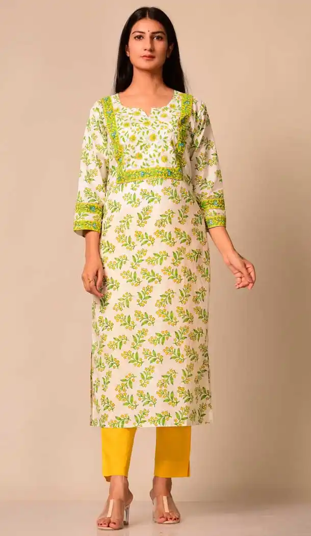 Marvelous White Color Cotton Casual Wear Ready Made Women Kurti -8365101232