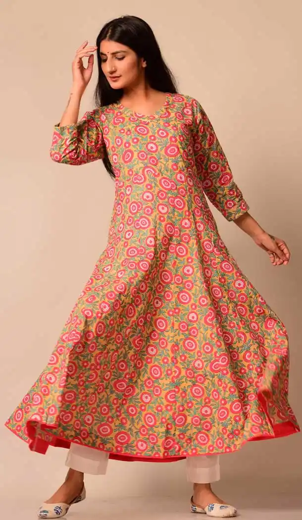 Musterd Yellow Color Cotton Casual Wear Ready Made Women Kurti -8365101234