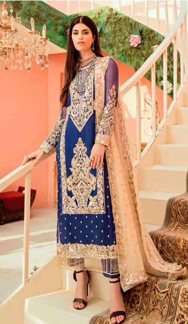Blue Color Georgette Heavy Designer Pakistani Style Salwar Suit -8389101421