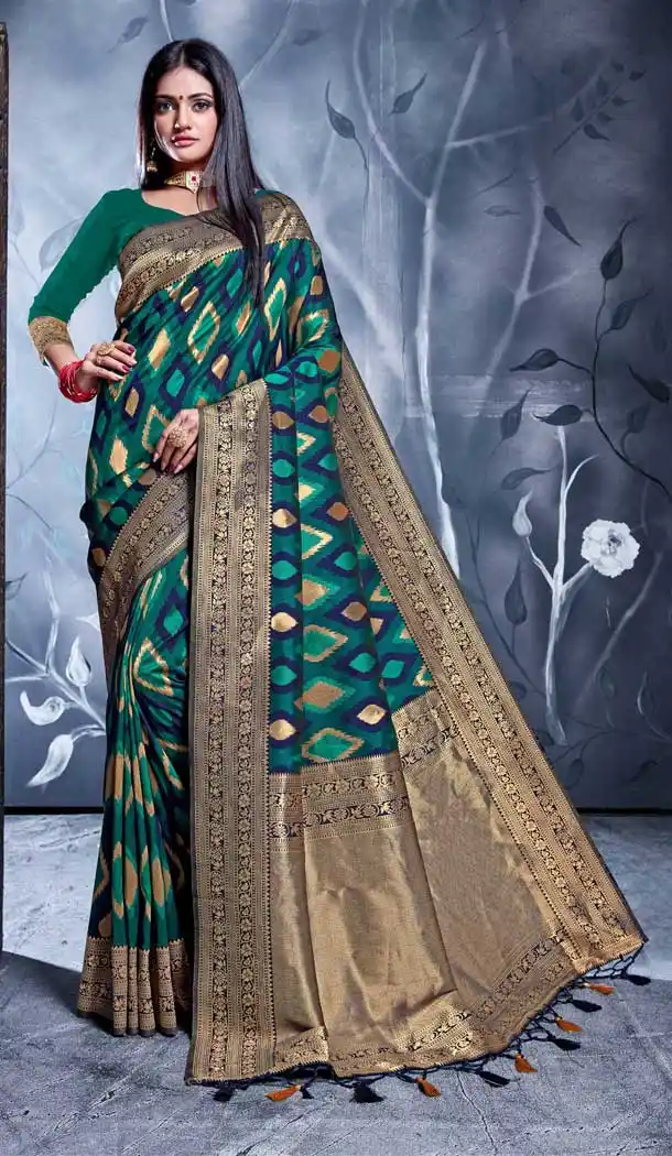 Rama Green Color Rich Banarasi Silk Traditional Wear Women Saree -8392101438
