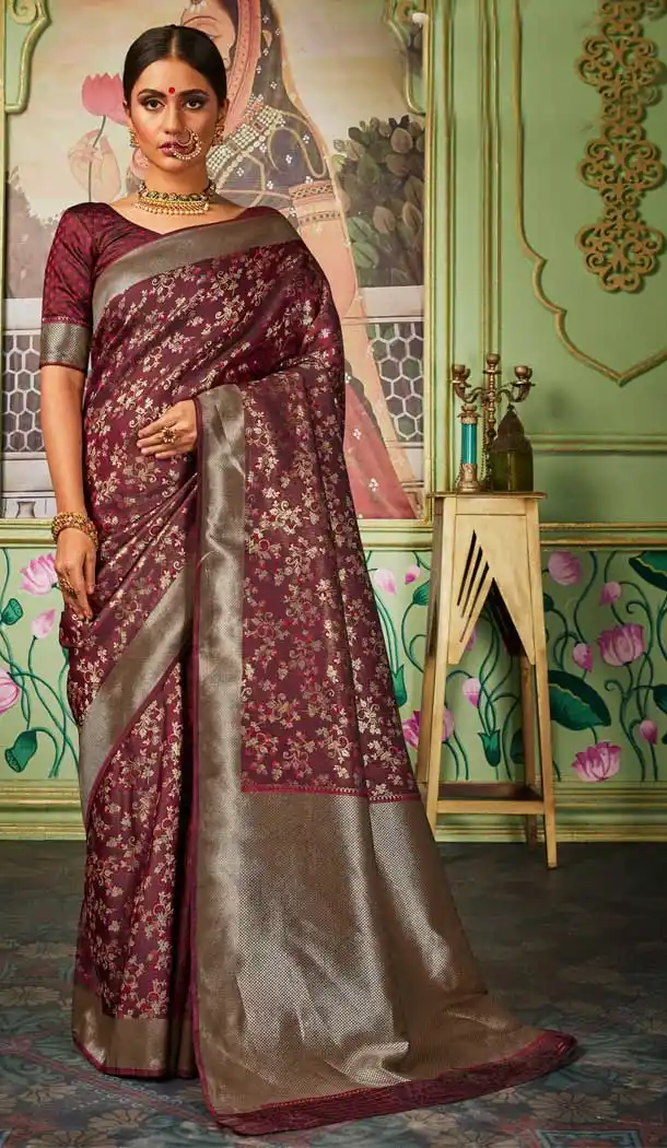 Maroon Color Banarasi Silk Classic Traditional Wear Saree -8399101535