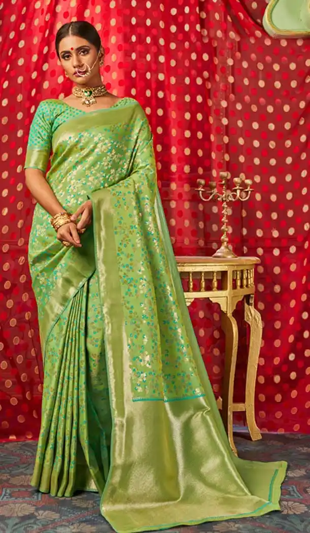 Sea Green Color Banarasi Silk Classic Traditional Wear Saree -8399101539