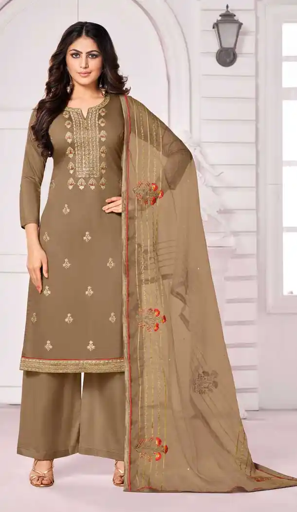 Splendorous Beige Color Pure Jam Cotton Casual Wear Palazzo Salwar Suit -8400101544