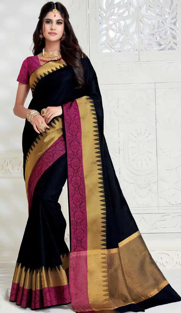 Black Color Heavy Art Silk Hit Designer Party Wear Saree Blouse -8405101625