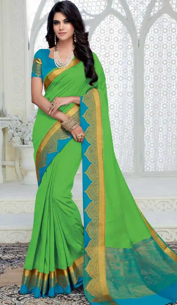 Light Green Color Heavy Art Silk Hit Designer Party Wear Saree Blouse -8405101629