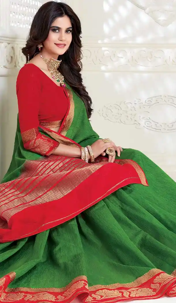Green Color Heavy Art Silk Hit Designer Party Wear Saree Blouse -8405101630