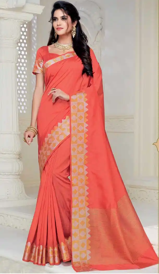 Gajari Color Heavy Art Silk Hit Designer Party Wear Saree Blouse -8405101631