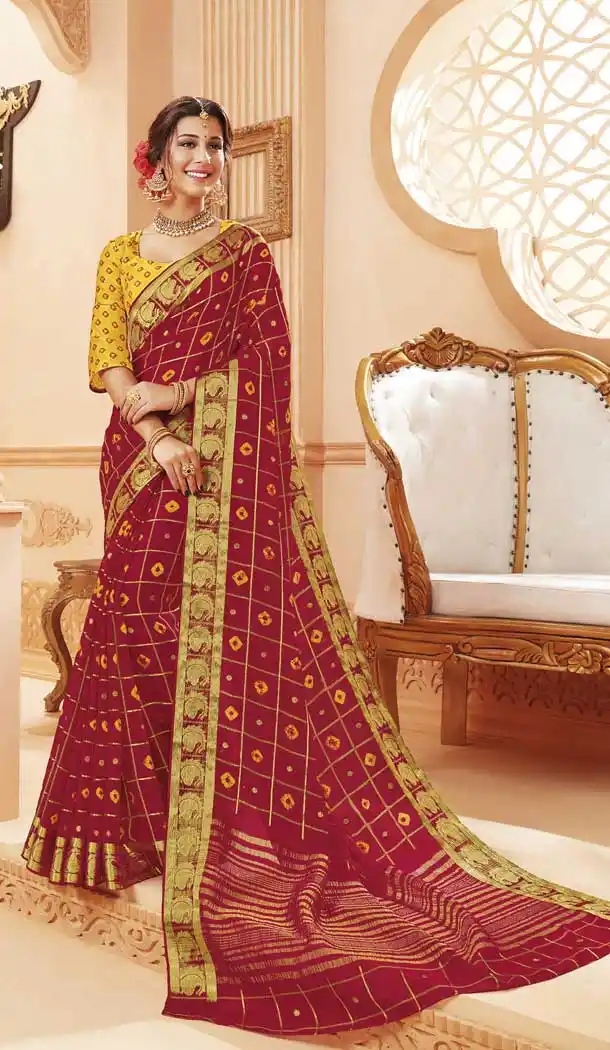 Maroon Color Satin Silk Traditional Festive Wear Saree Blouse -8407101667