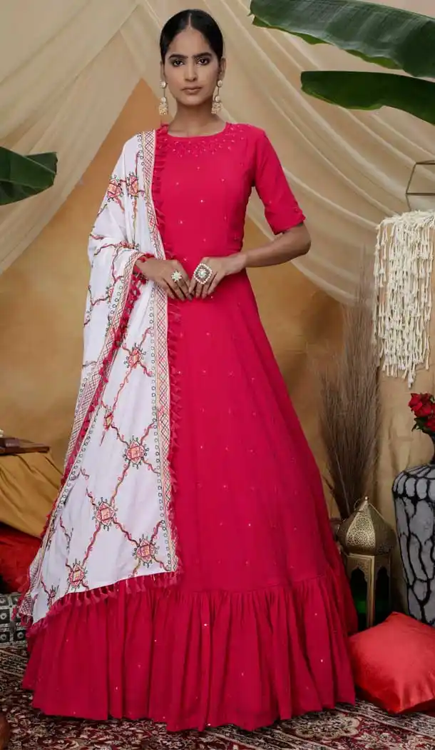 Rani Color Diamond Georgette Designer Party Wear Gown Suit -8431101868