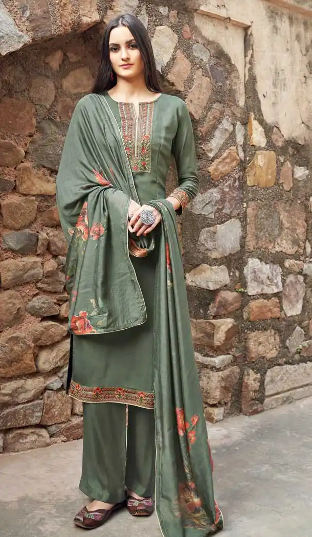 Sea Green Color Muslin Designer Party Wear Salwar Suit -8438101942