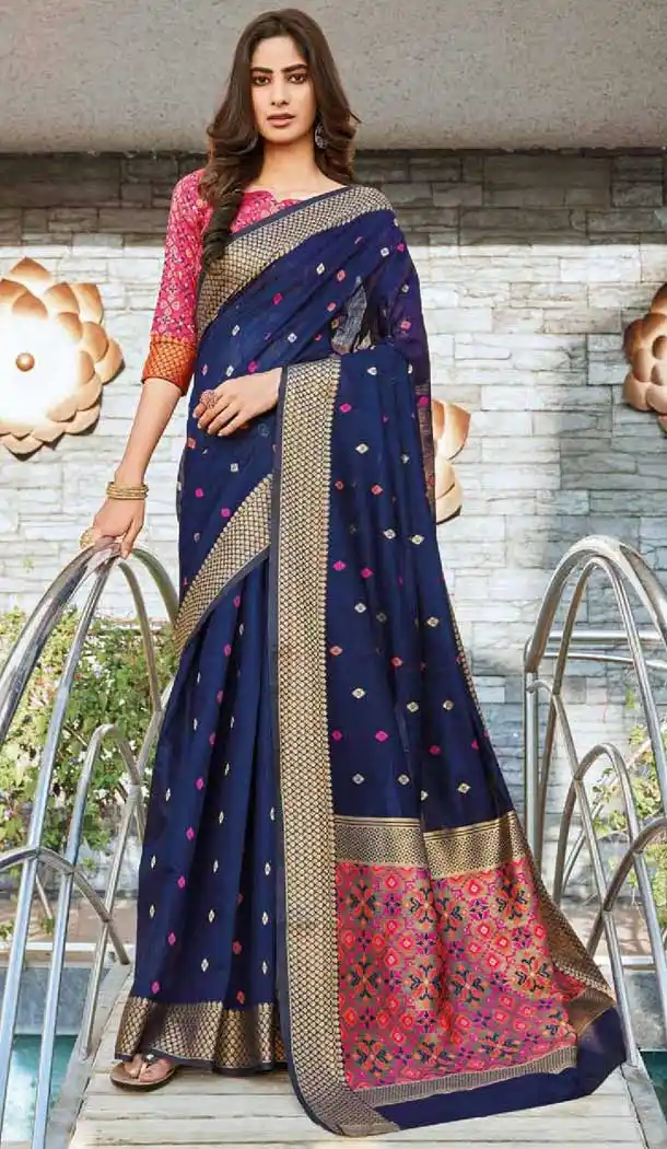 Blue Color Weaving Silk Designer Casual Wear Saree Blouse -8455102127