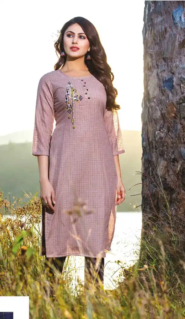 Lavender Color Cotton Linen Casual Wear Ready Made Kurti -8465102212