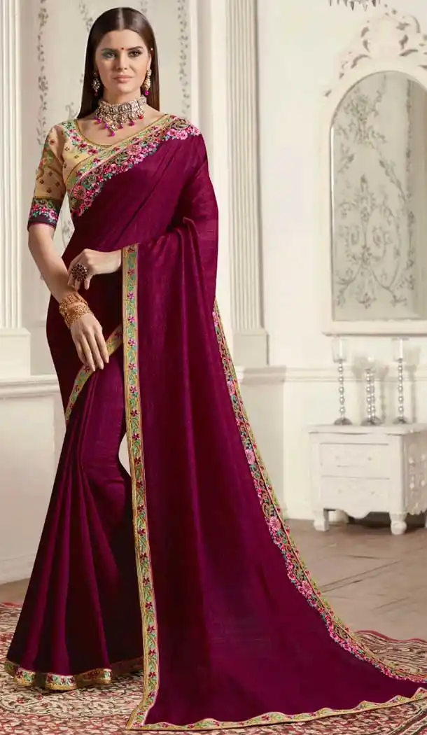 Violet Color Georgette Designer Party Wear Saree -8523102826