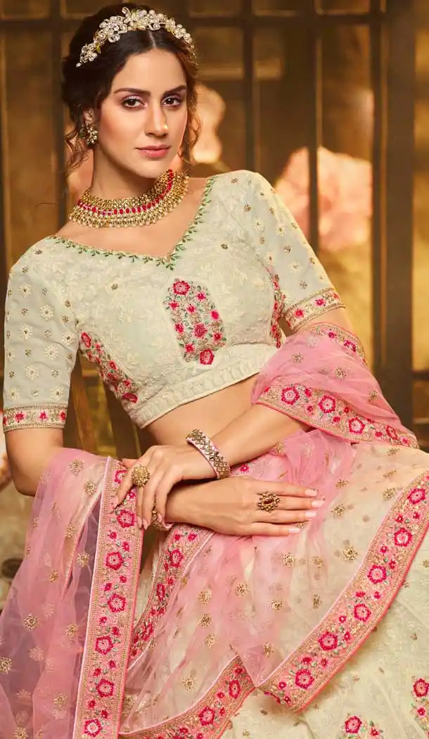 Traditional White Color Georgette Designer Bridal Lehenga Choli -8533102882