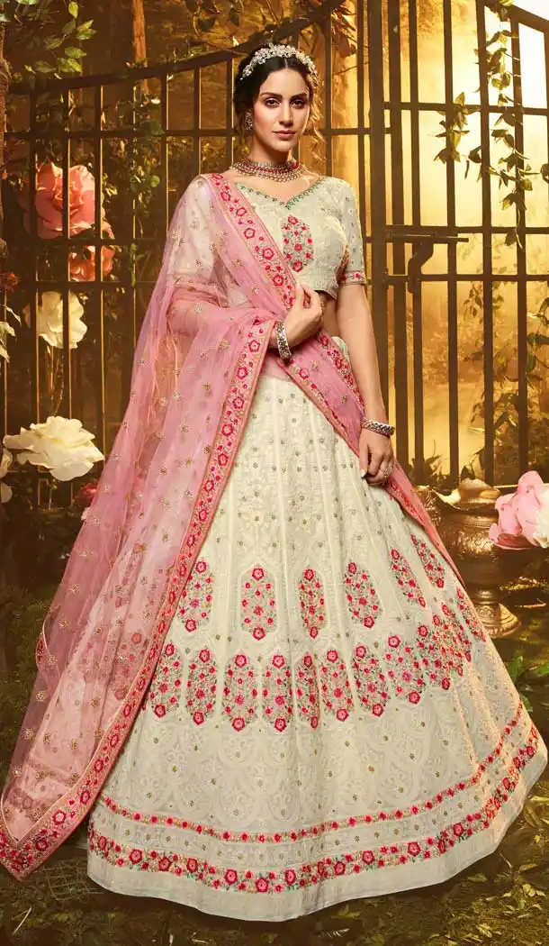Traditional White Color Georgette Designer Bridal Lehenga Choli -8533102882