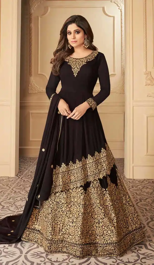 Black Color Real Georgette Designer Abhaya Salwar Kameez -8564103189