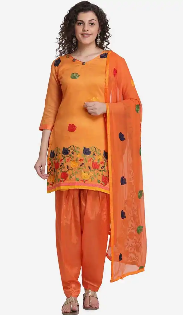Musterd Color Chanderi Cotton Casual Wear Salwar Kameez -8579103327