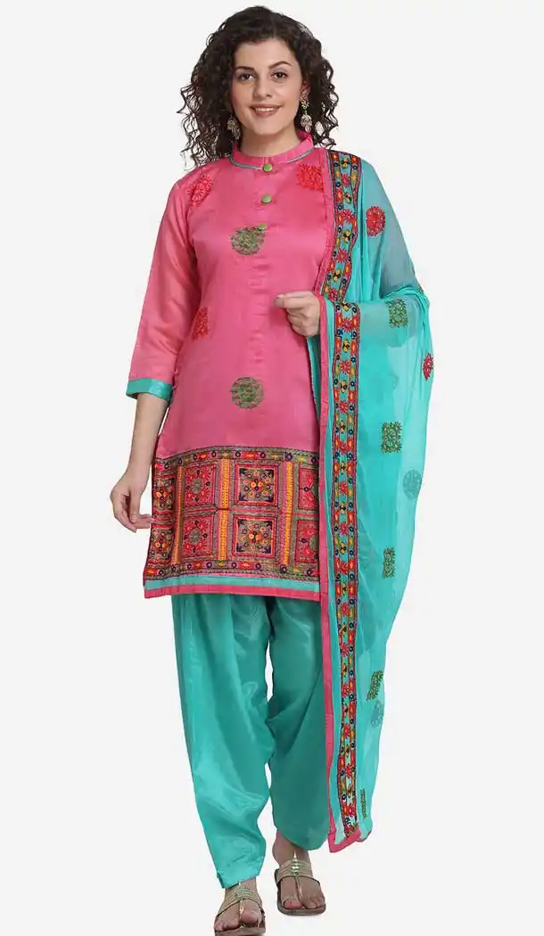 Smashy Pink Color Chanderi Cotton Casual Wear Salwar Kameez -8579103328