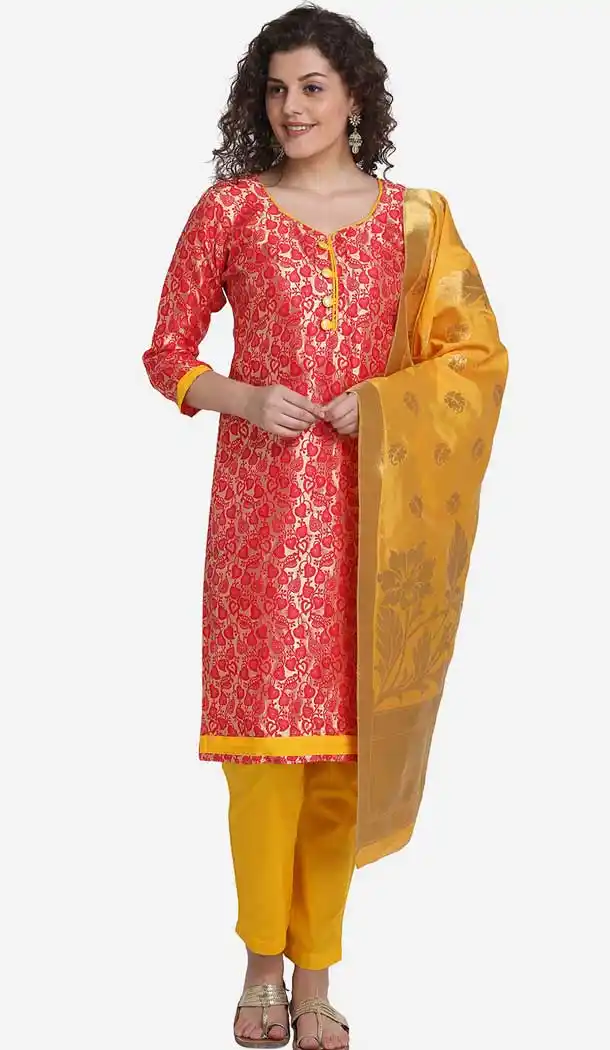 Exotic Red Color Jacquard Casual Wear Salwar Kameez -8579103333