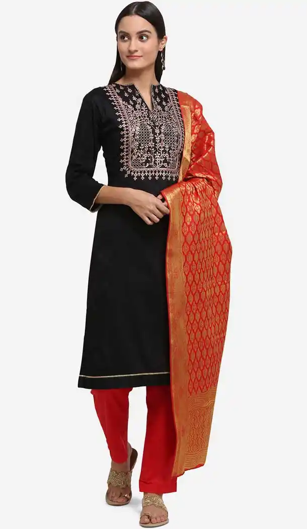 Black Color Jam Silk Casual Wear Salwar Kameez -8579103336