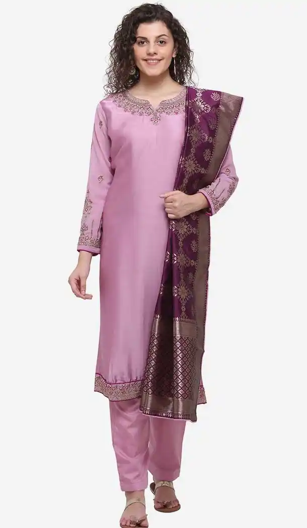 Lavender Color Jam Silk Casual Wear Salwar Kameez -8579103338