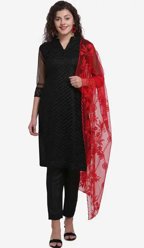 Contemporary Black Color Net Casual Wear Salwar Kameez -8579103349