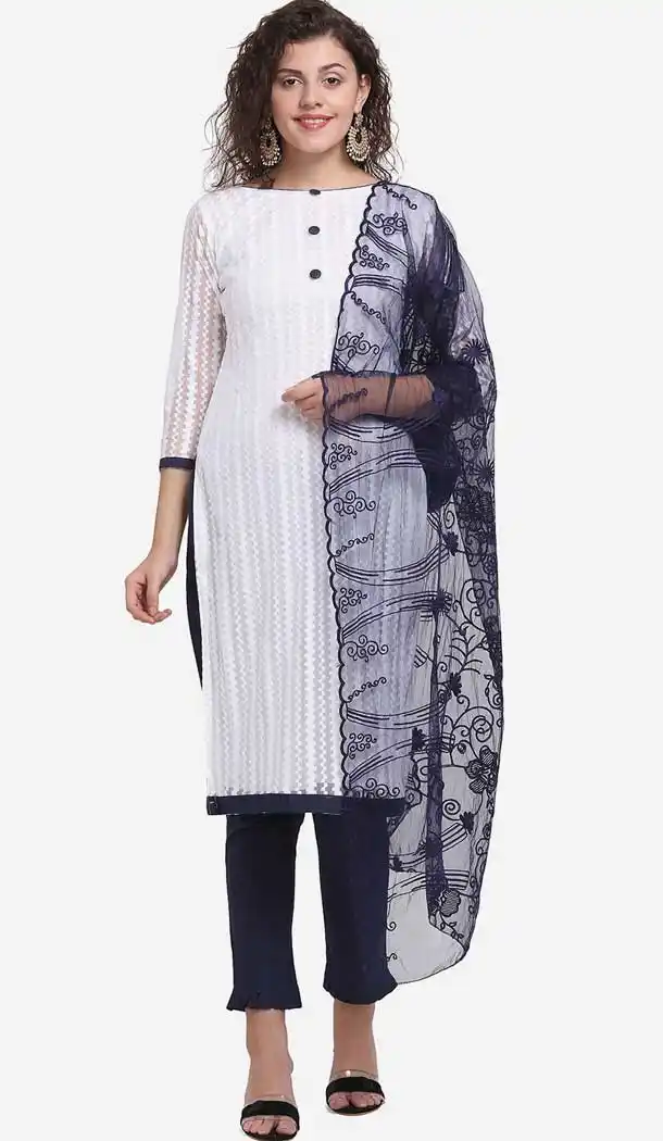 Unique White Color Net Casual Wear Salwar Kameez -8579103350