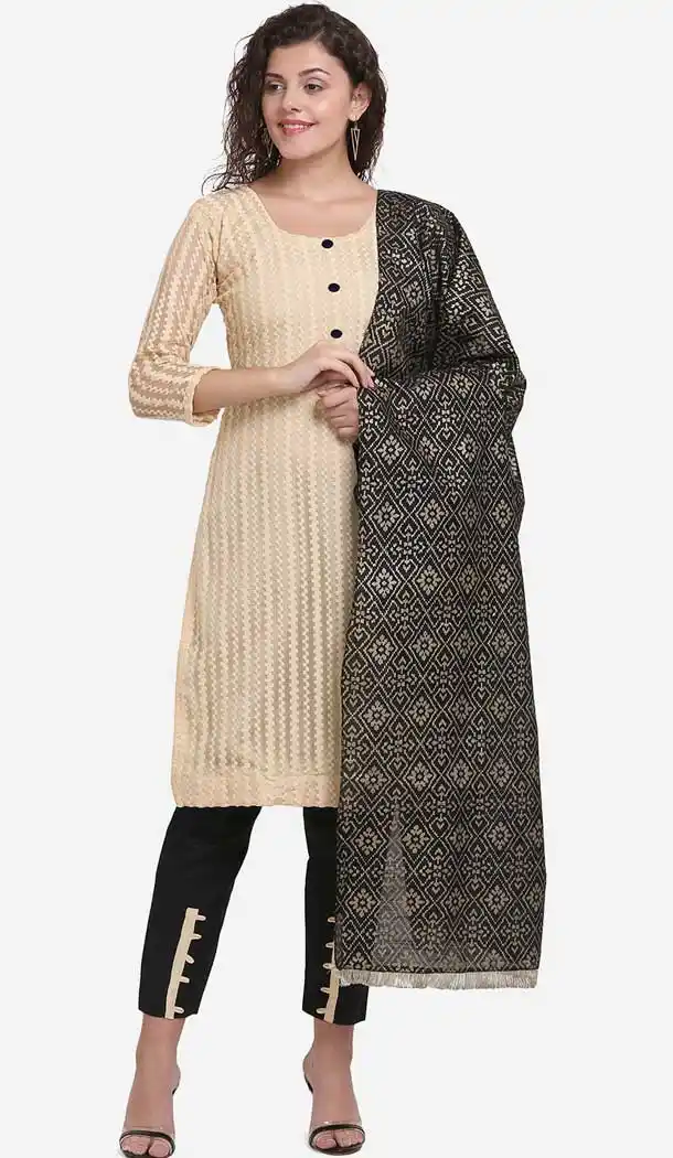 Melodic Cream Color Net Casual Wear Salwar Kameez -8579103351