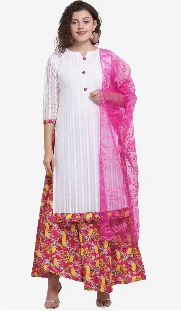 Captivating White Color Net Casual Wear Salwar Kameez -8579103353