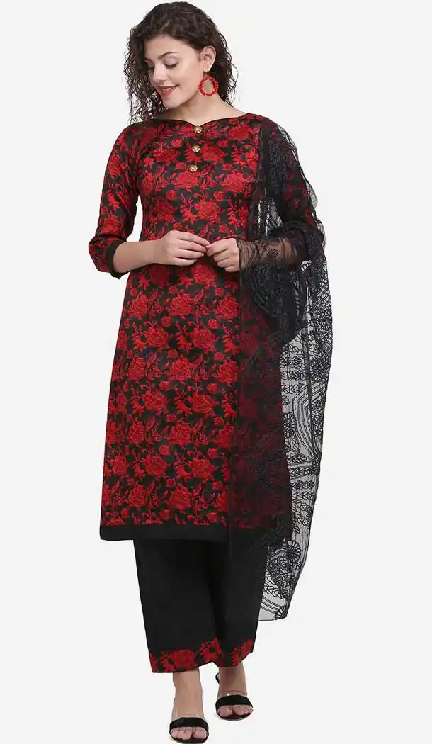 Black Color Jacquard Casual Wear Salwar Kameez -8579103354