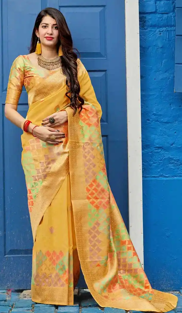 Yellow Color Silk Traditional Festive Wear Saree Blouse -8589103416