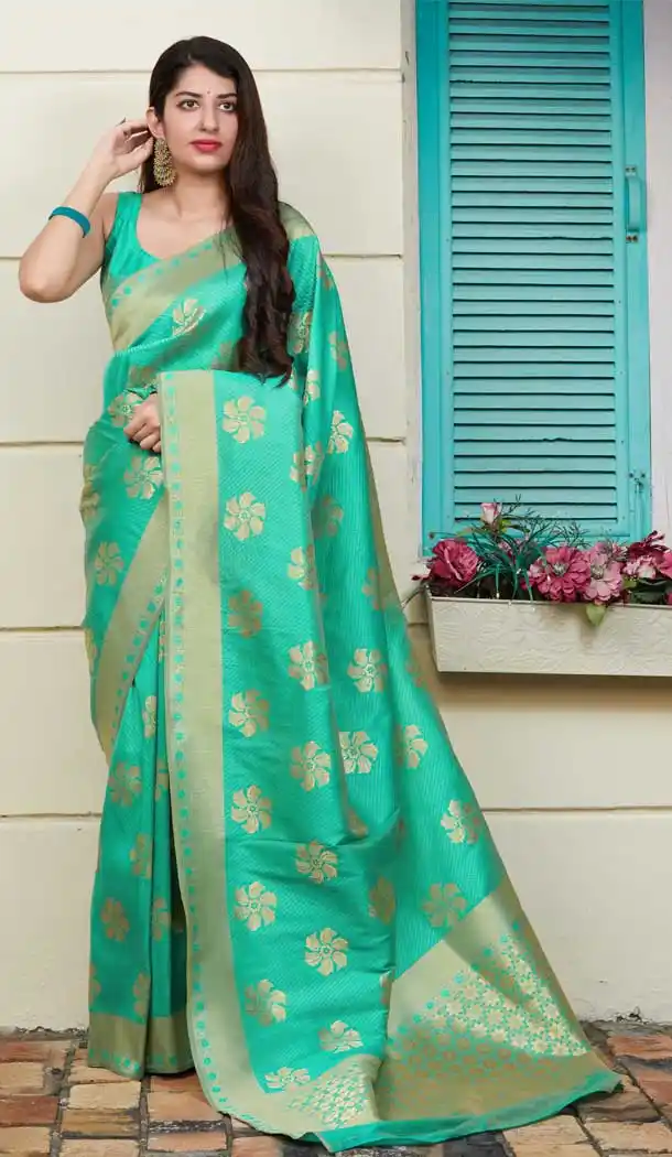 Sea Green Color Silk Traditional Festive Wear Saree Blouse -8589103420