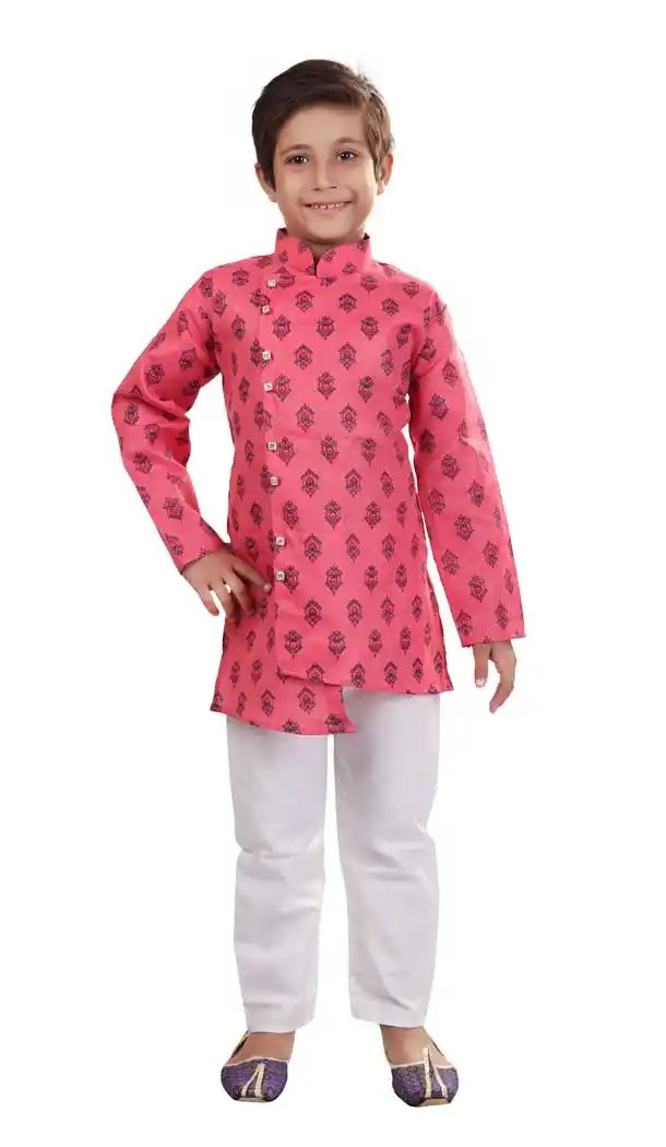 Pink Color Cotton Readymade Designer Kids Boy Kurta Pajama -8571103263