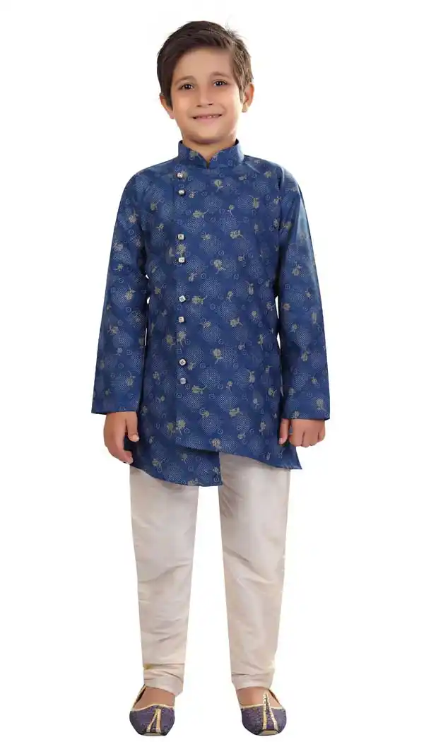 Blue Color Cotton Readymade Designer Kids Boy Kurta Pajama -8571103264