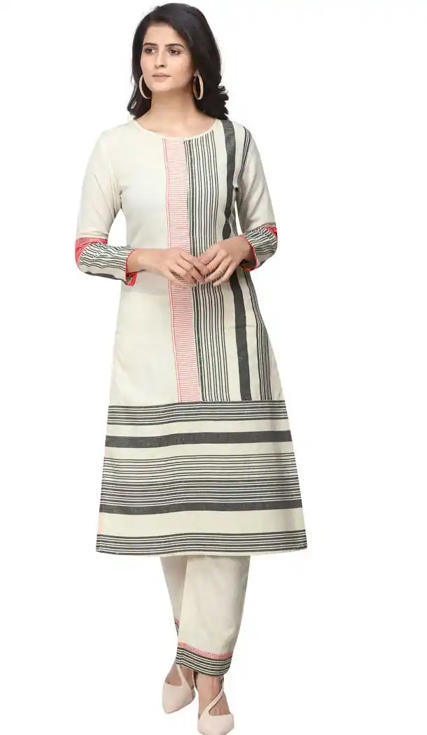 Off White Color Handloom Woven Cotton Designer Readymade Kurti -8591103432