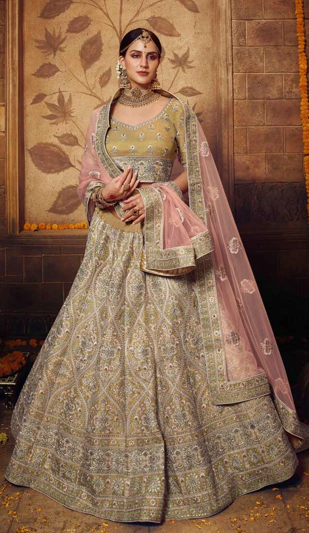 Exotic Gold Color Soft Net Gota Silk Designer Bridal Wedding Wear Women Lehenga Choli -8627103798