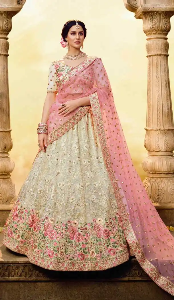 White Color Georgette Designer Bridal Wedding Wear Women Lehenga Choli -8627103801