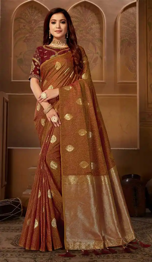 Alluring Multi Color Weaving Jacquard Traditional Wear Women Saree Blouse -8604103610