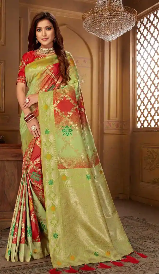 Unique Color Weaving Jacquard Traditional Wear Women Saree Blouse -8604103614