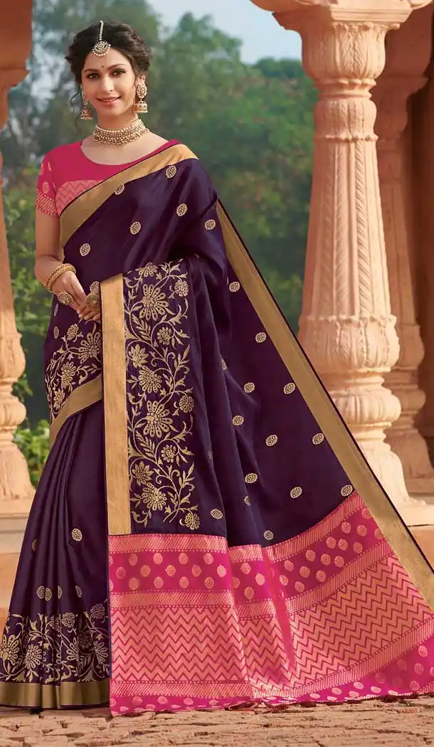 Vivacious Purple Color Tussar Silk Traditional Party Wear Saree Blouse -8640103889