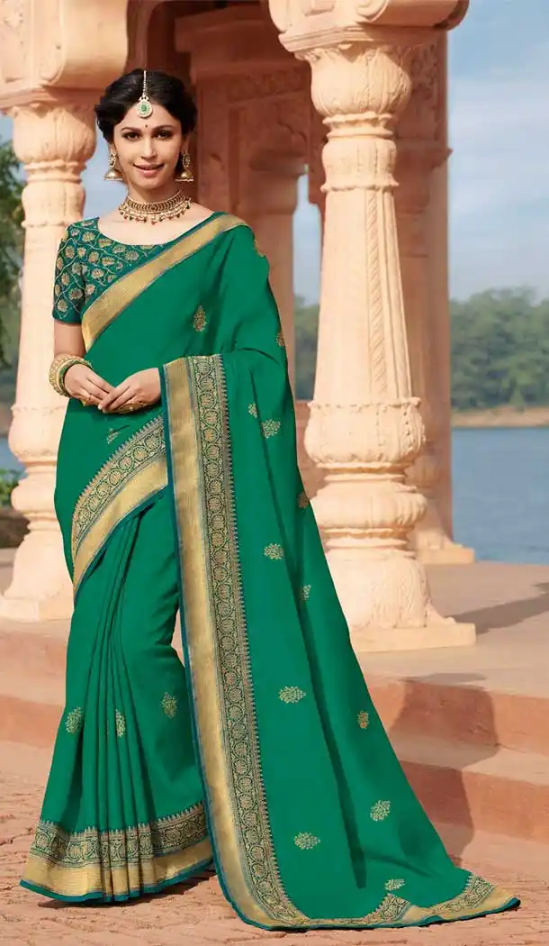 Contemporary Green Color Tussar Silk Traditional Party Wear Saree Blouse -8640103891