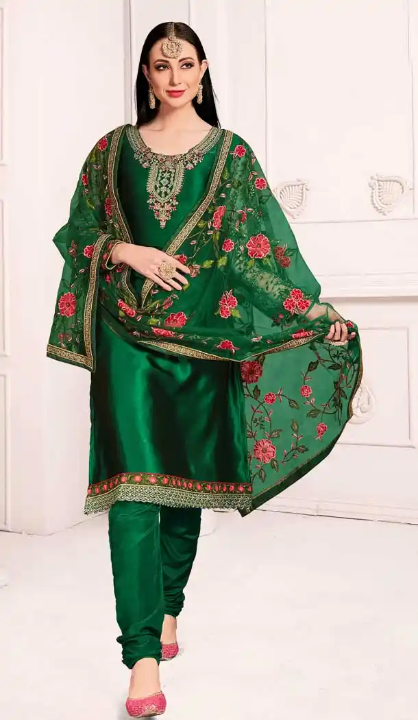 Exquisite Green Color Georgette Designer Party Wear Girls Salwar Suit -8656104038