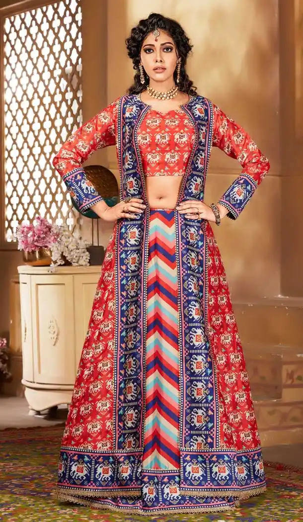 Multi Color Silk Print Heavy Designer Ready Made Lehenga Choli -8689104252