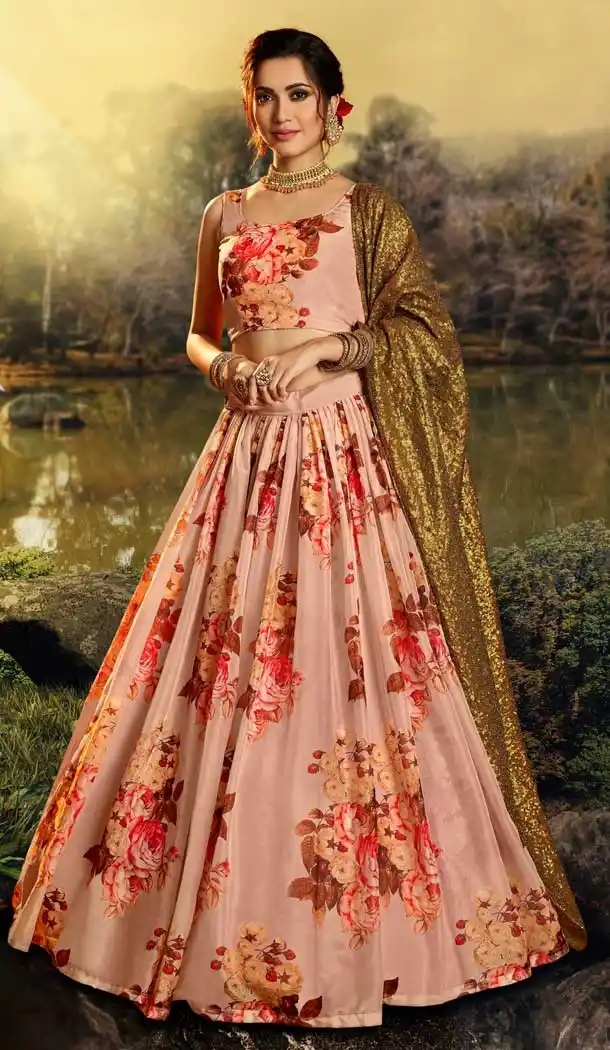 pure organza fabric printed lehenga choli -8747104727