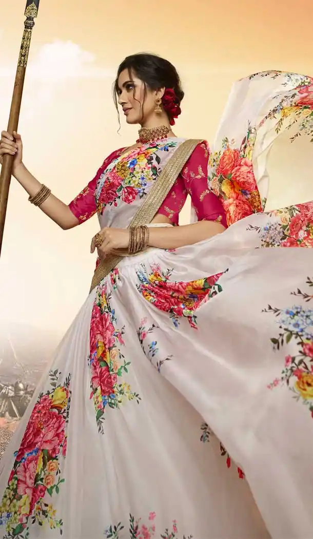pure organza printed lehenga choli design -8747104730