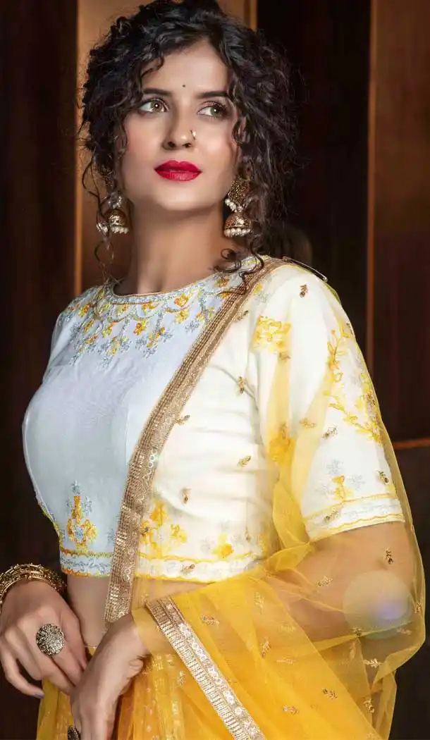 Mustard Yellow Color Cotton Designer Fancy Party Wear Ladies Lehenga Choli -8779105015