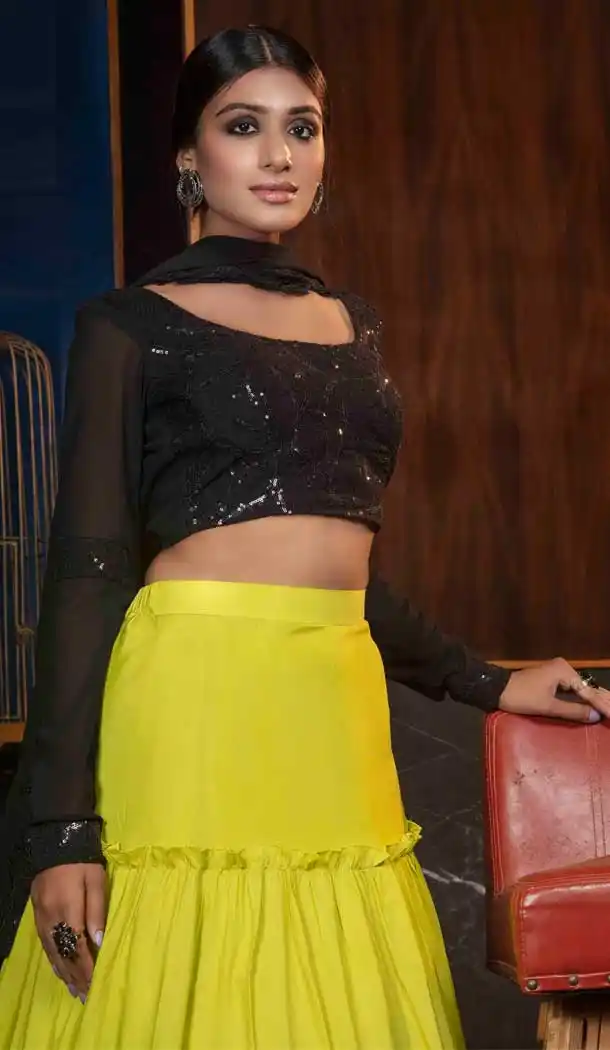 Floracance Green Color Maslin Cotton Fancy Party Wear Ladies Lehenga Choli -8779105018