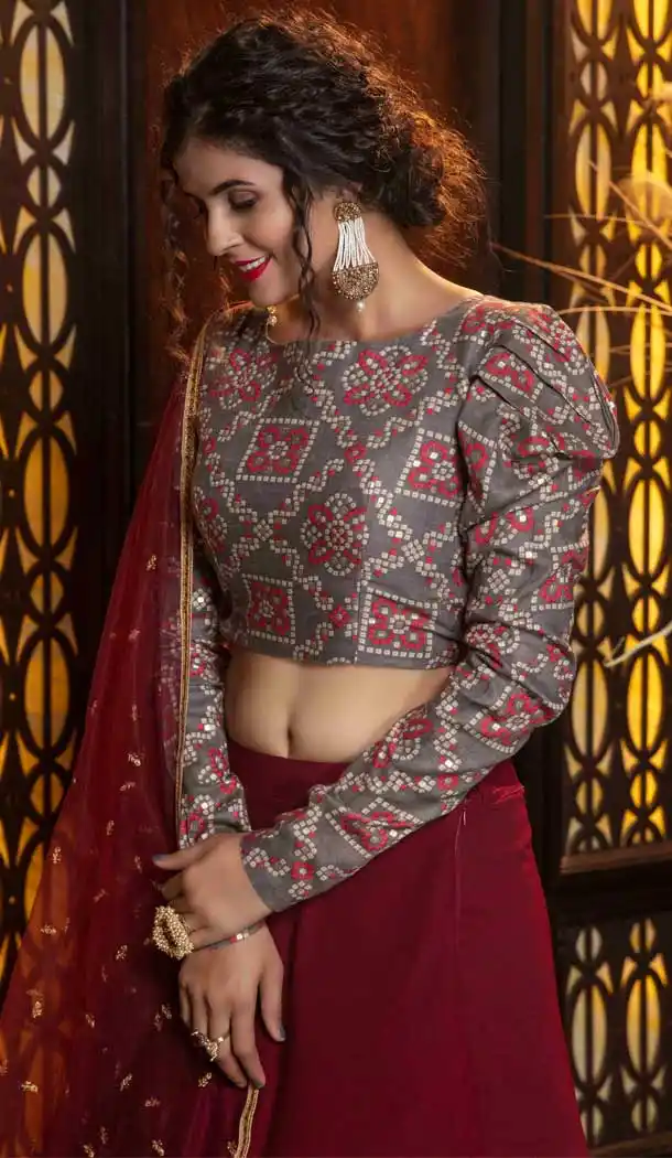 Maroon Color Georgette Fancy Party Wear Ladies Lehenga Choli -8779105019