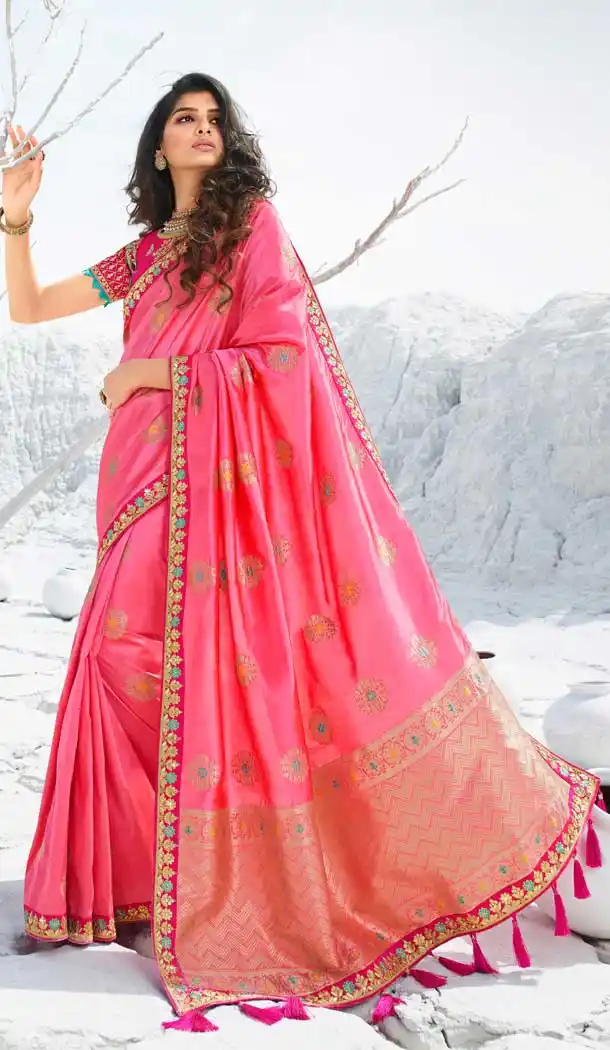 Light Pink Color Silk Heavy Designer Traditional Wear Saree Blouse -8698104389